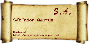 Sándor Ambrus névjegykártya